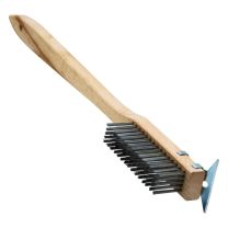 Regent Wooden Wire Brush With Griddle Scraper
