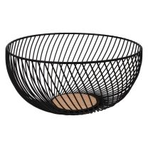 Regent Swirl Basket Wire & Wood Black