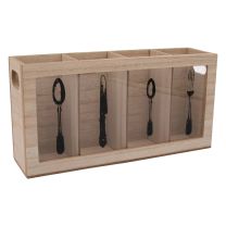 Regent Cutlery Holder 4 Division Wood & Glass