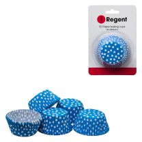 Regent Cake Cups Blue with White Dots 50 Pack