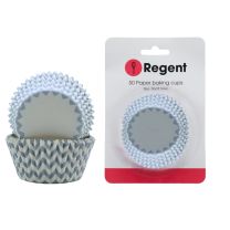 Regent Cake Cups Chevron Dove Grey 50pcs