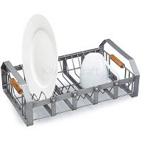 Industrial Wire & Acacia Wood Dish Drainer