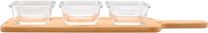 Consol Santorini 3 Square Glass Bowls on Bamboo Serving Board – 4 Piece Set