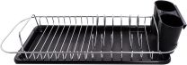 Regent Chrome Compact Dish Rack with Black Plastic Cutlery Holder and Tray – 475mm x 175mm