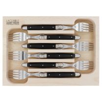Laguiole by Andre Verdier Fork Set in Wooden Box Black 6 Pieces