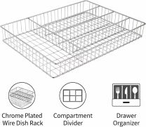 Regent Chrome Rectangular Wire Cutlery Tray, 360mm x 264mm