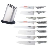 Global 8 piece Knife Set With Plain Knife Block