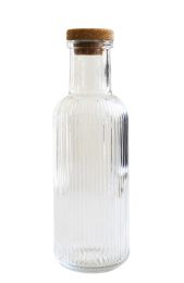 Home Classix Glass Bottle Rippled With Cork Lid 1L