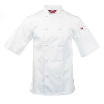 Chefgear Unisex Classic Exec Chef Jacket- Short Sleeve-White-L