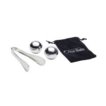 BarCraft 3  Piece Stainless Steel Ice Balls, Tongs & Storage Bag