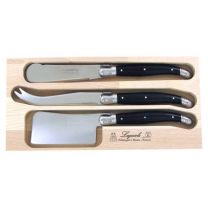 Laguiole by Andre Verdier Cheese Set with Wood Box Black 3 Pieces