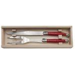 Laguiole by Andre Verdier Carving Set in Wooden Box Red 2 Pieces