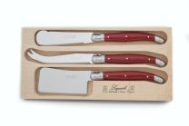 Laguiole by Andre Verdier Cheese Set with Wood Box Cherry Red