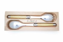 Laguiole by Andre Verdier Salad Set in Wooden Box Horn 2 Pieces