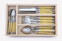 Laguiole by Andre Verdier Cutlery Set in Wooden Box Horn 24 Pieces