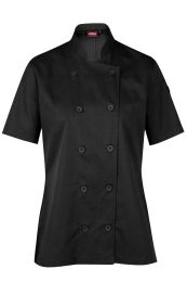 Jonsson Workwear Women's Short Sleeve Chef Jacket Black XXXL