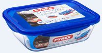 Pyrex Cook & Go Rectangular Roaster Dish with Lid 3.3L-30 × 23 × 9 cm