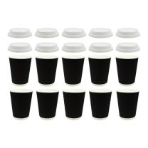 Regent Ripple Paper Cup + Lid Black 20 Pack 350ml