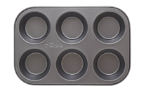 O2 Jumbo Muffin Pan Black 6 Cup 