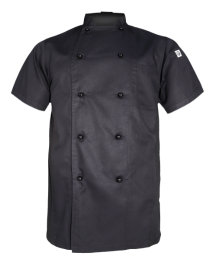 Chefgear Maestro Unisex Chef Jacket Short-Sleeve Black Medium