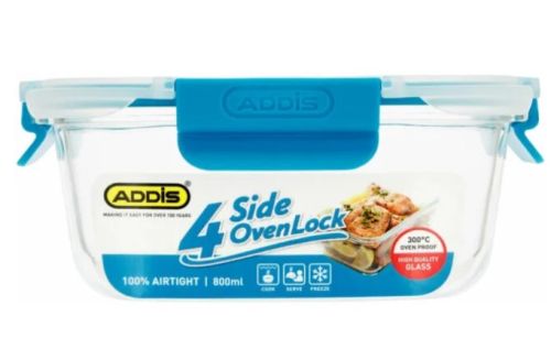 Addis 4 Side Lock Oven Dish Square 800ml