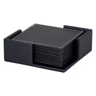Bar Butler Square Leatherette Coasters in Holder 7 Piece Set