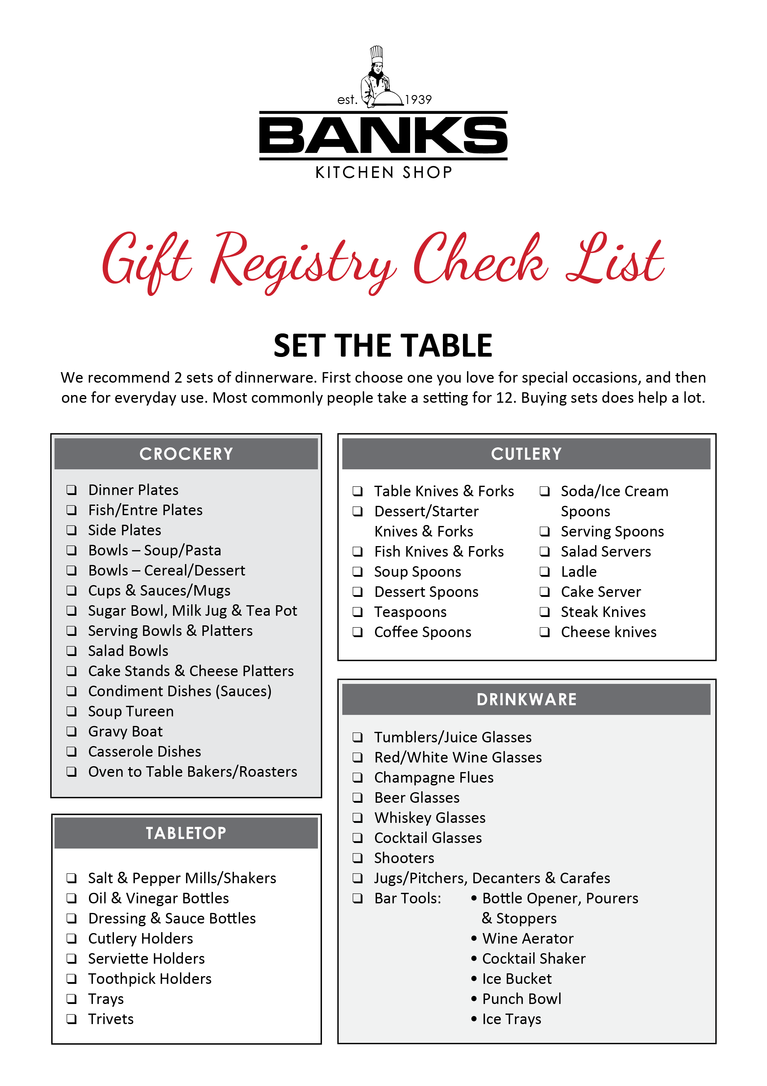 Kitchen Gift Registry Ideas